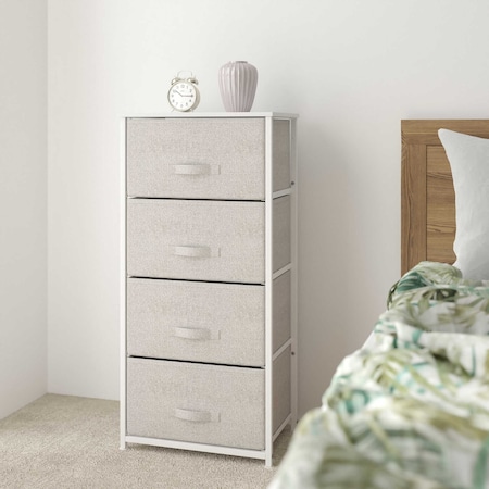 Flash Furniture White/Gray 4 Drawer Storage Dresser Organizer WX-5L203-X-WH-GR-GG